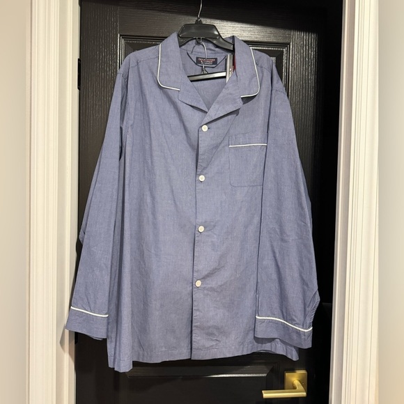 Roundtree Yorke Men's Blue Long Pant Sleeve Pajamas PJ Set NWT 2X Tall 3X Big - Picture 2 of 4